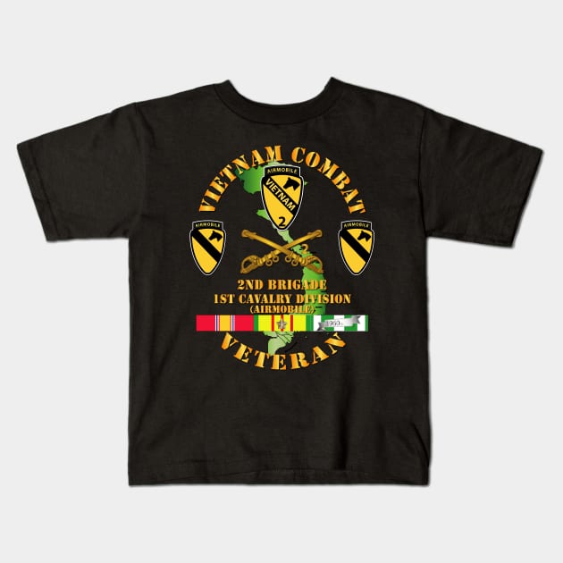 Vietnam Combat Cavalry Veteran w  2nd Brigade - 1st Cav Div Kids T-Shirt by twix123844